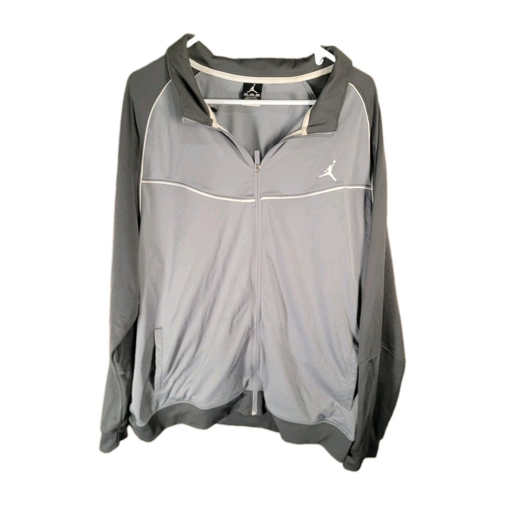 Nike Air Jordan Track Jacket Mens 3XL Gray Full Zip Jumpman Dri-Fit Warm Up Flaw